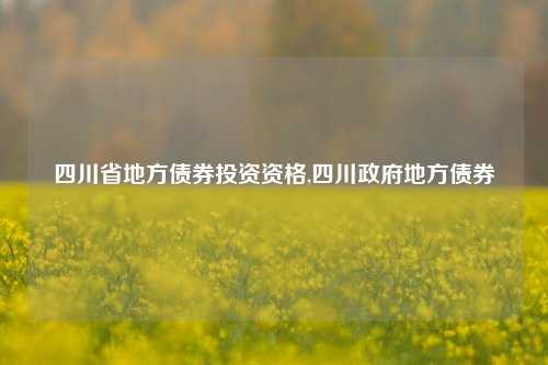 四川省地方债券投资资格,四川政府地方债券