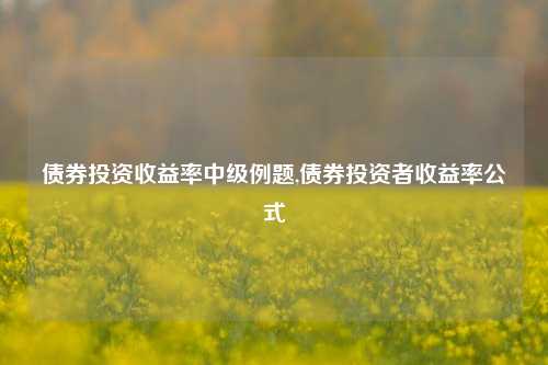 债券投资收益率中级例题,债券投资者收益率公式