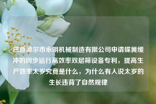 巴彦淖尔市永明机械制造有限公司申请碟簧缓冲的同步运行高效率双层筛设备专利，提高生产效率太岁究竟是什么，为什么有人说太岁的生长违背了自然规律