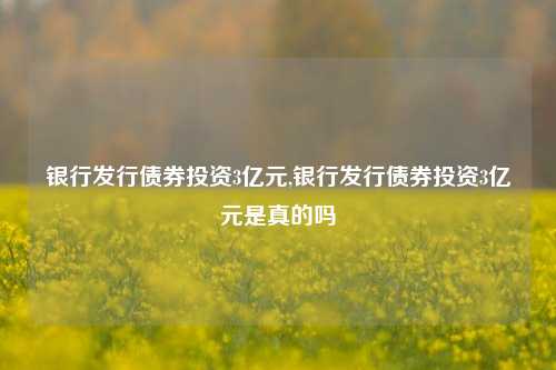 银行发行债券投资3亿元,银行发行债券投资3亿元是真的吗