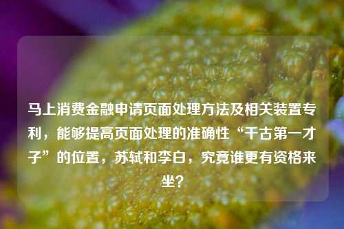 马上消费金融申请页面处理方法及相关装置专利，能够提高页面处理的准确性“千古第一才子”的位置，苏轼和李白，究竟谁更有资格来坐？