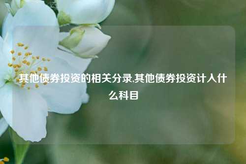 其他债券投资的相关分录,其他债券投资计入什么科目