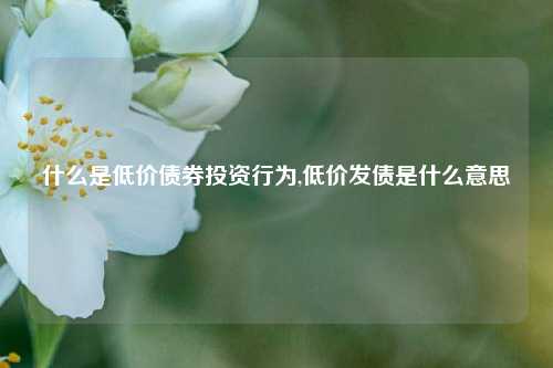 什么是低价债券投资行为,低价发债是什么意思