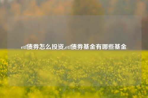 etf债券怎么投资,etf债券基金有哪些基金