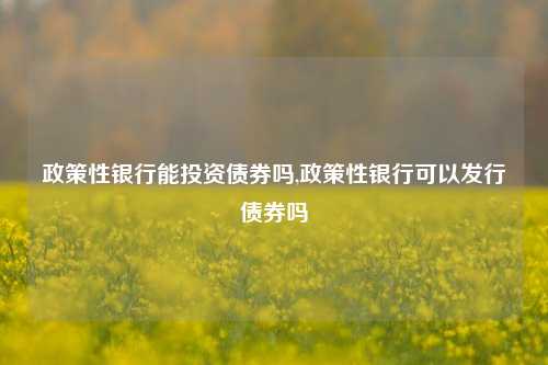 政策性银行能投资债券吗,政策性银行可以发行债券吗