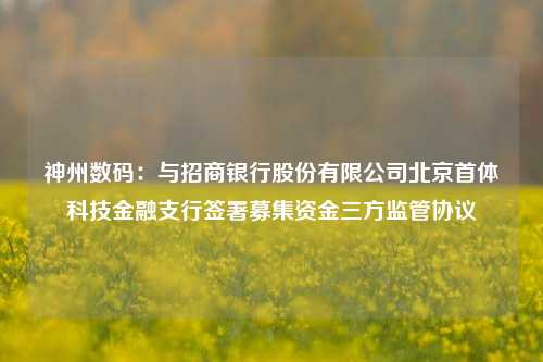 神州数码：与招商银行股份有限公司北京首体科技金融支行签署募集资金三方监管协议