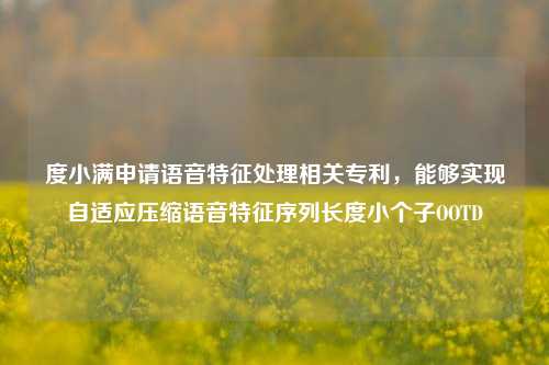 度小满申请语音特征处理相关专利，能够实现自适应压缩语音特征序列长度小个子OOTD