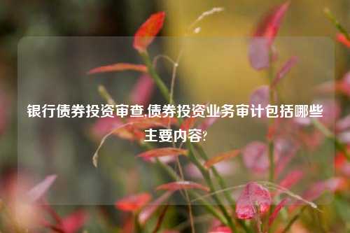 银行债券投资审查,债券投资业务审计包括哪些主要内容?