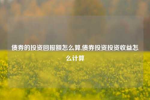 债券的投资回报额怎么算,债券投资投资收益怎么计算