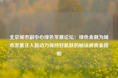 北京城市副中心绿色发展论坛：绿色金融为城市发展注入新动力保持好肌肤的秘诀被我拿捏啦