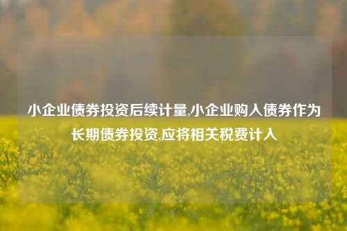 小企业债券投资后续计量,小企业购入债券作为长期债券投资,应将相关税费计入