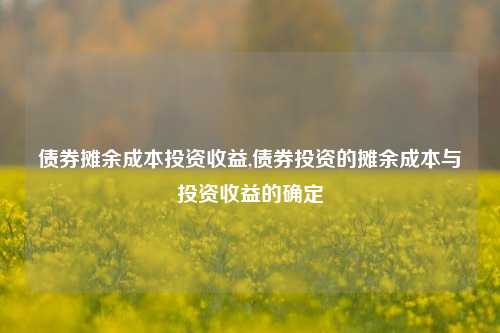 债券摊余成本投资收益,债券投资的摊余成本与投资收益的确定