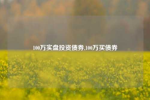 100万实盘投资债券,100万买债券