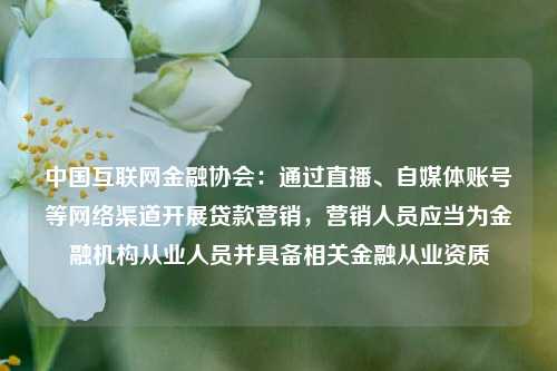 中国互联网金融协会：通过直播、自媒体账号等网络渠道开展贷款营销，营销人员应当为金融机构从业人员并具备相关金融从业资质