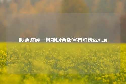 股票财经一帆特朗普版宣布胜选65.97.30