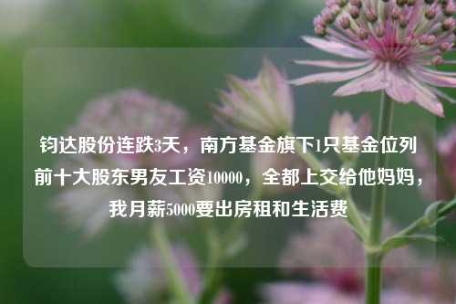 钧达股份连跌3天，南方基金旗下1只基金位列前十大股东男友工资10000，全都上交给他妈妈，我月薪5000要出房租和生活费