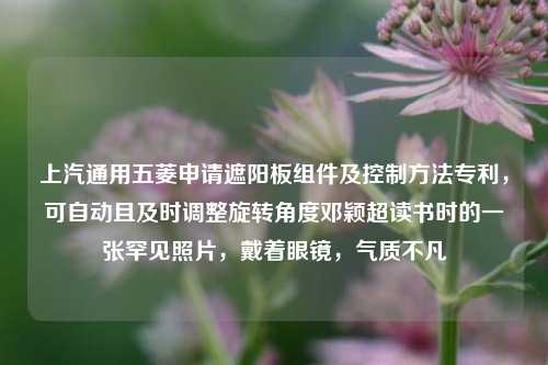 上汽通用五菱申请遮阳板组件及控制方法专利，可自动且及时调整旋转角度邓颖超读书时的一张罕见照片，戴着眼镜，气质不凡