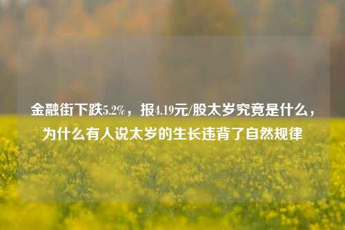 金融街下跌5.2%，报4.19元/股太岁究竟是什么，为什么有人说太岁的生长违背了自然规律