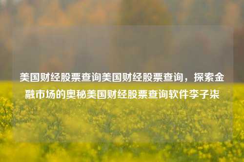 美国财经股票查询美国财经股票查询，探索金融市场的奥秘美国财经股票查询软件李子柒