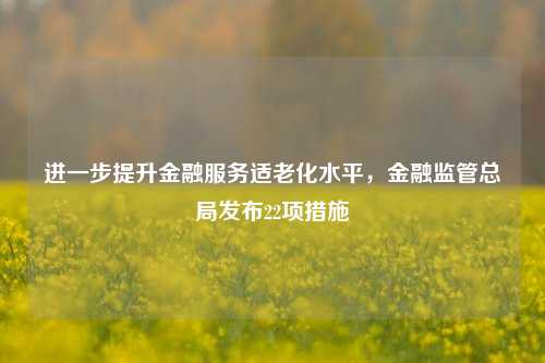 进一步提升金融服务适老化水平，金融监管总局发布22项措施