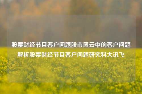 股票财经节目客户问题股市风云中的客户问题解析股票财经节目客户问题研究科大讯飞