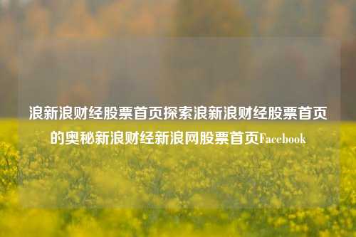 浪新浪财经股票首页探索浪新浪财经股票首页的奥秘新浪财经新浪网股票首页Facebook