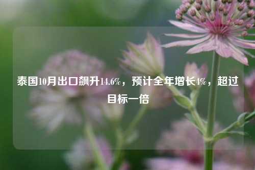 泰国10月出口飙升14.6%，预计全年增长4%，超过目标一倍