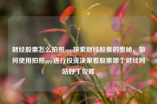 财经股票怎么拍照app探索财经股票的奥秘，如何使用拍照app进行投资决策看股票哪个财经网站好丁俊晖