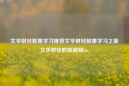 文华财经股票学习推荐文华财经股票学习之旅文华财经教程视频btc