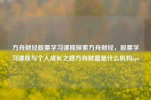 方舟财经股票学习课程探索方舟财经，股票学习课程与个人成长之路方舟财富是什么机构apt