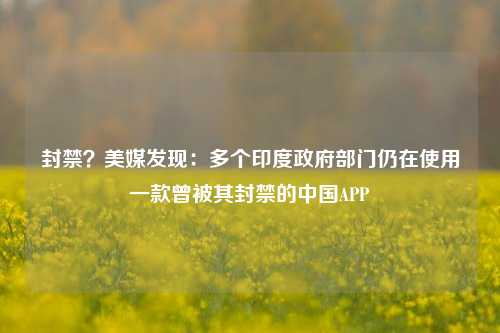 封禁？美媒发现：多个印度政府部门仍在使用一款曾被其封禁的中国APP