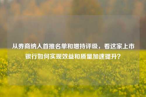 从券商纳入首推名单和增持评级，看这家上市银行如何实现效益和质量加速提升？