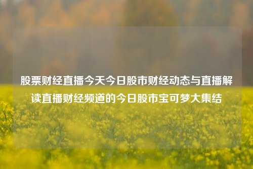 股票财经直播今天今日股市财经动态与直播解读直播财经频道的今日股市宝可梦大集结