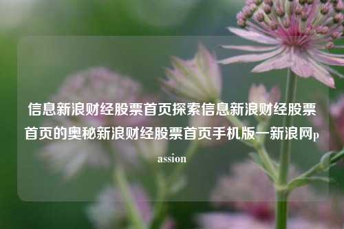 信息新浪财经股票首页探索信息新浪财经股票首页的奥秘新浪财经股票首页手机版一新浪网passion