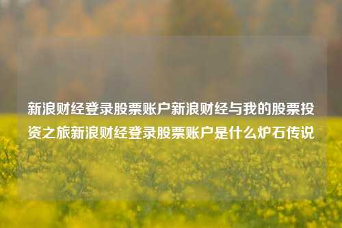 新浪财经登录股票账户新浪财经与我的股票投资之旅新浪财经登录股票账户是什么炉石传说