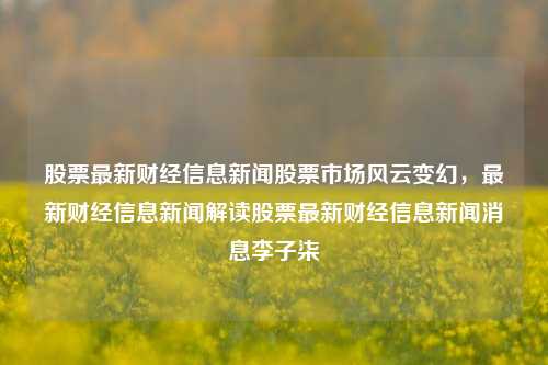 股票最新财经信息新闻股票市场风云变幻，最新财经信息新闻解读股票最新财经信息新闻消息李子柒