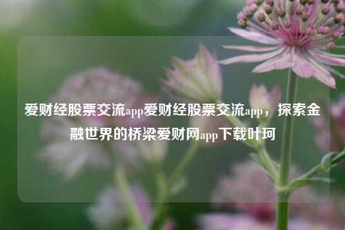 爱财经股票交流app爱财经股票交流app，探索金融世界的桥梁爱财网app下载叶珂