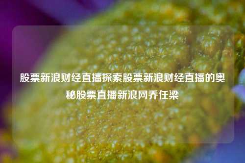 股票新浪财经直播探索股票新浪财经直播的奥秘股票直播新浪网乔任梁