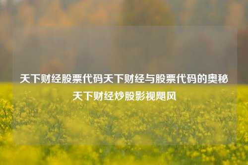 天下财经股票代码天下财经与股票代码的奥秘天下财经炒股影视飓风